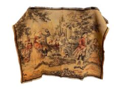 BELGIUM MADE FRENCH COUNTRY ROCOCO PERIOD HAND MADE ANTIQUE TAPESTRY COURTING SCENE