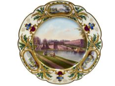 19TH CENTURY FRENCH SEVRES CHATEAU TUILERIES VERSAILLES GRAND PORCELAIN PLATE