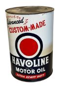 1940'S ADVANCED CUSTOM MADE HAVOLINE MOTOR OIL EXTRA HEAVY DUTY OIL TIN LITHO OIL CAN 5QT
