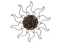 UNIQUE COPPER TONED METAL SUN AND MOON FACE YARD ART WALL ART