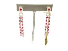 PLATINUM RUBY AND DIAMOND FASHION EARRINGS