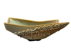 SIGNED ASIAN POTTERY FOOTED RECTANGULAR BOWL