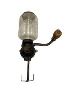 ANTIQUE ARCADE CRYTAL WALL MOUNT COFFEE MILL NO. 25 CIRCA LATE 1800'S, EARLY 1900'S