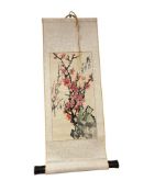 20TH CENTURY JAPANESE KAKEJIKU CHERRY BLOSSOM HANGING SCROLL