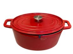 WORLD MARKET RED ENAMELED CAST IRON DUTCH OVEN 4.5QT