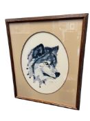 1983 LIMITED EDITION PRINT OF GREY WOLF HEAD PENCIL SIGNED BY ARTIST JOHN LIVINGSTON