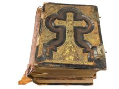 1800'S ENGLISH AND GERMAN LEATHER BOUND BIBLES