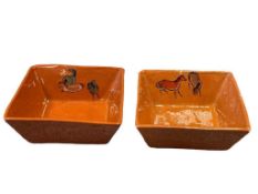 BOBNLUTHER CLAY POTTERY SQUARE SHAPED BOWLS