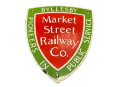 1930'S BYLLESBY MARKET STREET RAILWAY COMPANY PORELAIN ENAMELED SIGN