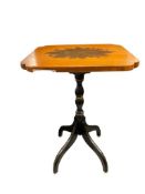 VINTAGE L. HITCHCOCK HARVEST STENCIL TOP CANDLESTICK SIDE TABLE