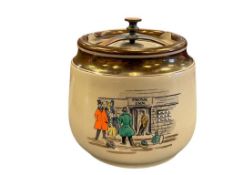 1930'S / 1940'S GRAY'S POTTERY ILLUSTRATED TOBACCO HUMIDOR MADE IN ENGLAND