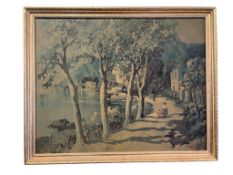 TEXTURED PRINT BY LISTED NEW YORK ARTIST CECIL GOLDING OF LANDSCAPE