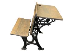 ANTIQUE 1907 E.H. STAFFORD OF CHICAGO CAST IRON AND WOOD SCHOOL DESK NUMBER 4