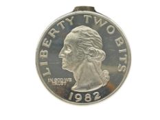 1982 CRABTREE MINT .999 FINE SILVER TWO BITS TWO TROY OUNCE COIN