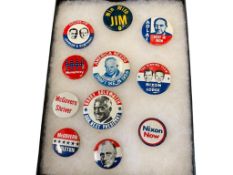 1980'S US AMERICAN POLITICAL PRESIDENTIAL AND GOVENOR BUTTONS ADLAI, NIXON, LODGE, SHRIVER, HUMPH...