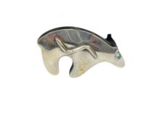 STERLING SILVER BEAR FETISH BROOCH WITH TURQUOISE EYE AND NAVAJO DESIGN