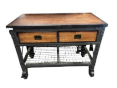 DURAMAX ELEGANT RUSTIC INDUSTRIAL ROLLING WORKBENCH SIDE TABLE