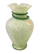 HAND BLOWN ART GLAS MURANO STYLE CRYSTAL CLEAR ITALIAN MADE VASE