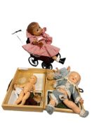 1950'S VINTAGE IDEAL JOINTED DOLL, EFFANBEE DOLL IN STROLLER, AND OTHER VINTAGE COLLECTIBLE DOLLS