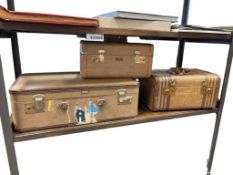 VINTAGE STACKABLE HARD SHELL LUGGAGE CASES BY SKI-LITE AND OSHKOSH