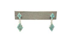 VINTAGE ZUNI INLAY STERLING SILVER TURQUOISE EARRINGS