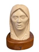 ADAM FORTUNARTE EAGLE RENOWN NATIVE AMERICAN ARTIST STONE BUST SCULPTURE / CARVING 