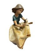 LLADRO GRES FINISH FIGURINE #2169 REPOSE ISSUED IN 1987, RETIRED IN 2005 SCULPTOR JUAN HUERTA