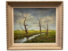 DEC. 1950 K. V. ARNTZEN ORIGINAL OIL ON CANVAS LANDSCAPE SCENE