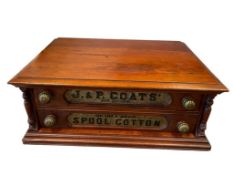 J. & P. COATS SPOOL CABINET / THREAD CABINET TWO-DRAWER WALNUT CABINET