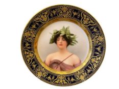 LATE 19TH CENTRY ROYAL VIENNA HAND PAINTED PORTRAIT PLATE 