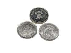 FIVE LIBERTY SILVER .999 FINE SILVER ONE TROY OUNCES ROUNDS BY MA MARK