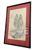 20TH CENTURY JAPANESE BLOCK PRINT ON RICE PAPER LEGENDARY ELDERS JO AND UBA LEGEND OF TAKASAGO
