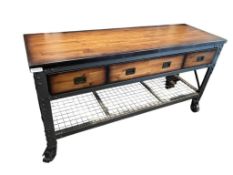 DURAMAX ELEGANT RUSTIC INDUSTRIAL ROLLING WORKBENCH SIDE TABLE