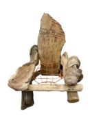 VINTAGE 1970'S CALIFORNIA CRAFT MAPLE AND DRIFTWOOD FREEFORM LOUNGE CHAIR