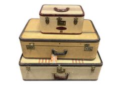 VINTAGE STACKABLE HARD SHELL LUGGAGE CASES BY BALKAN AND DRESNER OF CHICAGO