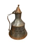 VINTAGE WROUGHT AND HAND HAMMERED TINNED COPPER MIDDLE EASTERN WATER EWER / PITCHER