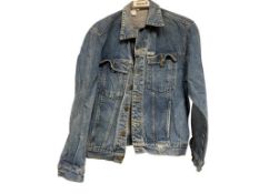1990'S GUESS BY GEORGES MARCIANO BLUE DENIM MENS JACKET WORN APPEARANCE STYLE M10807 SIZE L