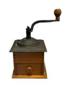 REPRODUCTION ANTIQUE COFFEE MILL / GRINDER CAST IRON AND WOOD CONSTRUCTION