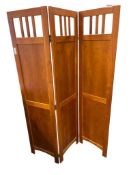CONTEMPORARY MISSION STYLE HONEY FINISH THREE PANEL ROOM DIVIDER
