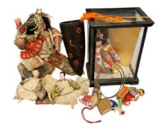 VINTAGE CHINESE AND JAPANESE CLOTH DOLLS, DEMON QUELLER SHOKI, BANRAKU THEATER DOLLS, AND GEISHA