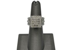 14K WHITE GOLD PRINCESS, ROUND, AND BAGUETTE CUT DIAMOND FASHION RING