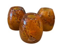 SET OF THREE EARTH TONE GLASS PENDANT LIGHT GLASS GLOBES