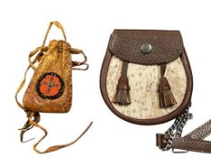 SOTLAND LEATHER AND HORSE HAIR POOUCH AND NATIVE AMERICAN BEADED LEATHER MEDICINE POUCH