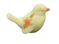 FENTON ARTIST SIGNED HANDBLOWN CUSTARD GLASS BIRD PAPERWEIGHT