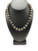TAHITIAN PEARL NECKLACE FEATURING A 14K WHITE GOLD CORROGATED CLASP