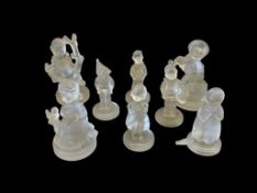 1990 GOEBEL HUMMEL CRYSTAL COLLECTION FIGURINES TOTAL OF EIGHT FROSTED CRYSTAL FIGURINES