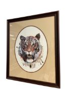 1982 LIMITED EDITION PRINT OF TIGER'S FACE PENCIL SIGNED AND NUMBERED BY ARTIST JOHN LIVINGSTON