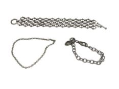 THREE STERLING SILVER FASHION BRACELETS INCLUDING ONE WITH HEART CHARM DANGLE