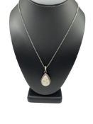 VINTAGE STERLING SILVER WHITE BUFFALO PENDANT NECKLACE