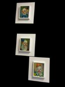 THREE ORIGINAL OIL ON BOARD PAINTINGS OF COMICAL CLOWN PORTRAITS SIGNED BY ARTIST LIONEL